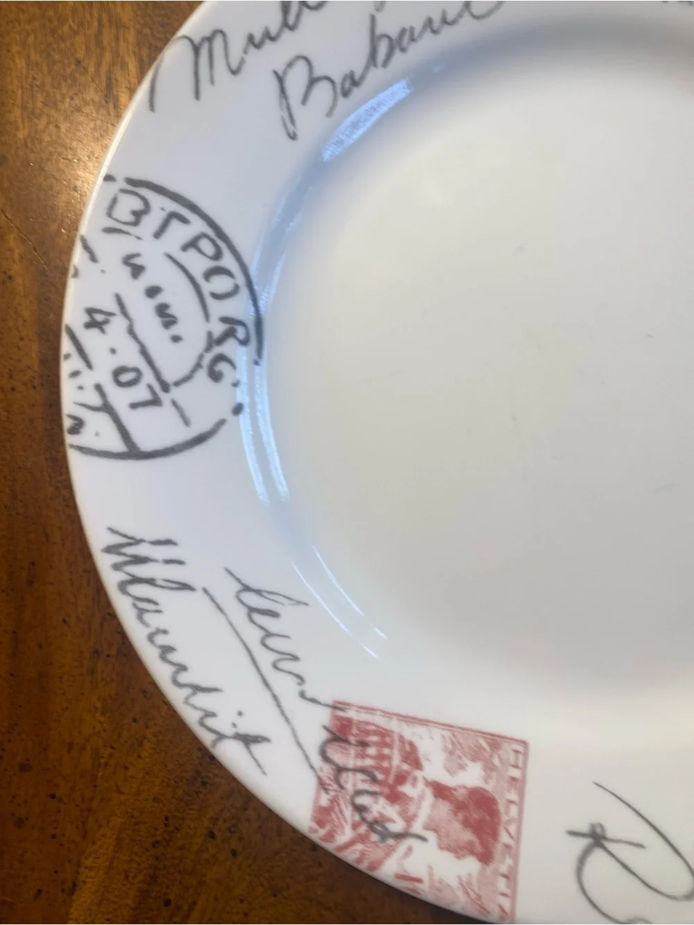 Corelle Sincerely Yours Postage Stamp 8.5”Salad Plates  - Set of 4